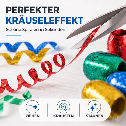 18er Ringelband Set mit bunten Farben je 20 Meter - Geschenkband Kräuselband