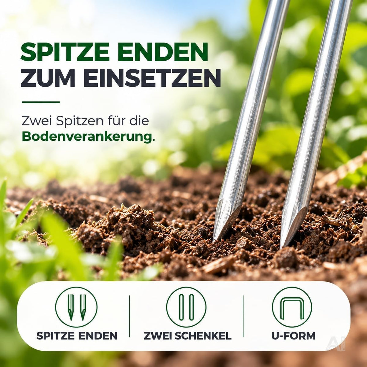 Nahaufnahme der spitzen Enden der U-Bodenanker