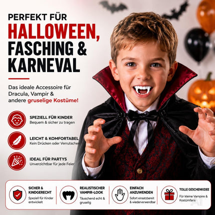 20x Vampirzähne für Kinder - Vampirgebiss - kinderfreundlich - stabil & unbedenklich