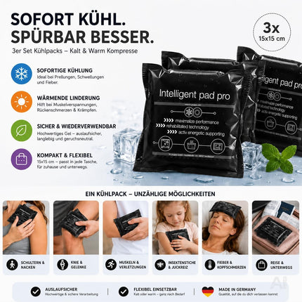 Kompresse Set Schwarz - Kühlpad Kühlkompresse Warmkompresse Kühlpad Schwarz - Kaltkompresse - Kompresse Gelkissen