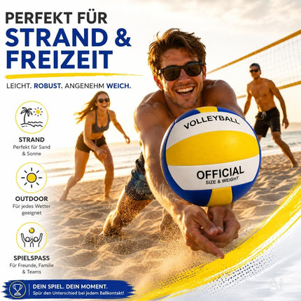 Volleyball Größe 5 – weicher Freizeitball in Gelb mit buntem Muster – Produktmotiv 2