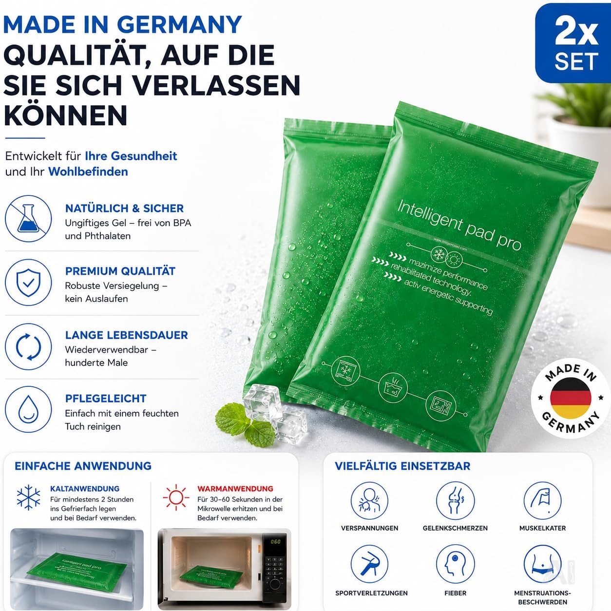 Kompresse Set Grün – Kühlpacks Kühlkompressen Warmkompressen