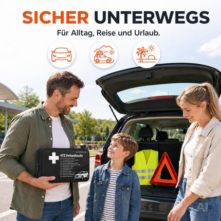 3-in-1-Auto-Notfallset – V16-Warnleuchte, Warnweste und Verbandskasten; IDIADA PC21020060