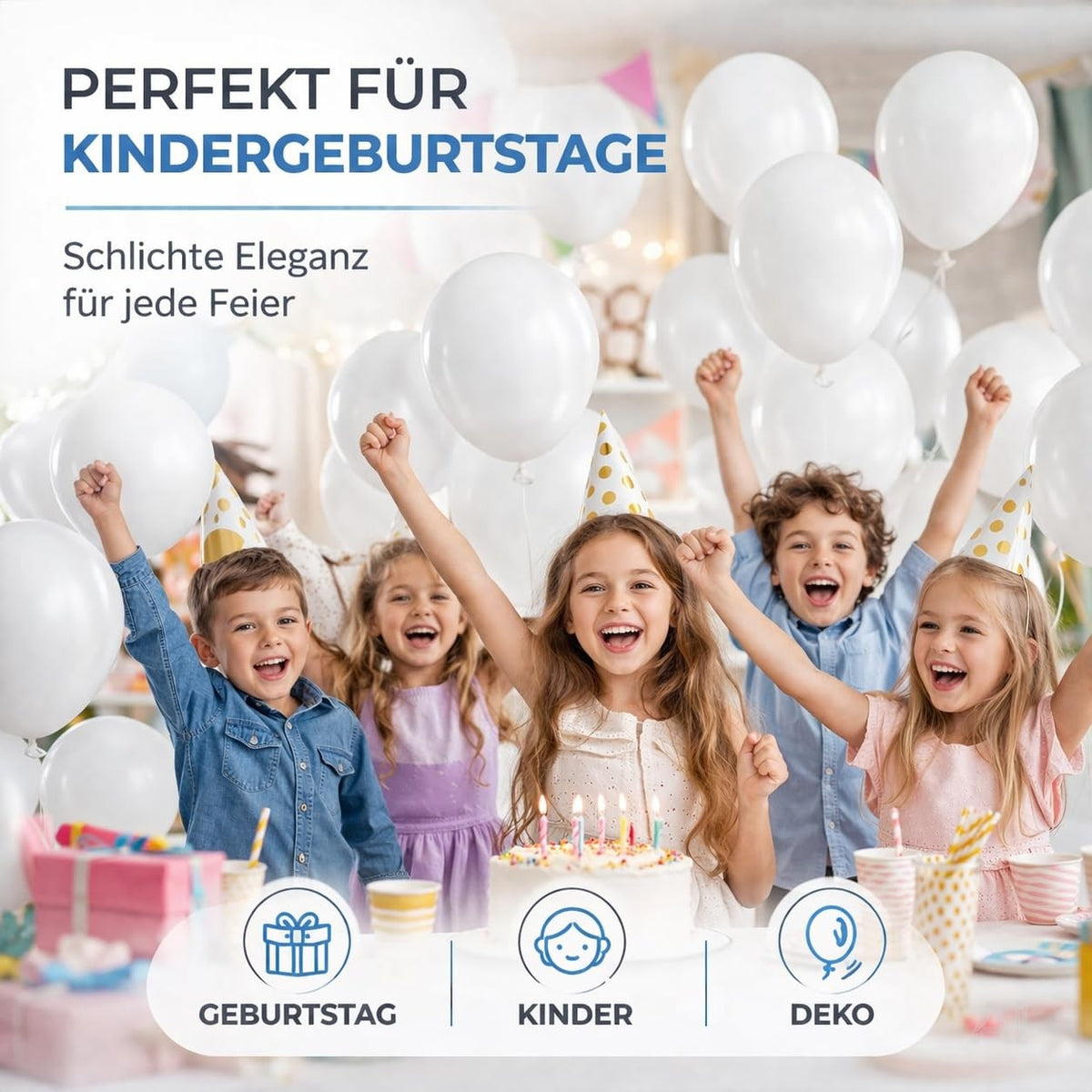 Weiße Luftballons – bei einer Kindergeburtstagsfeier