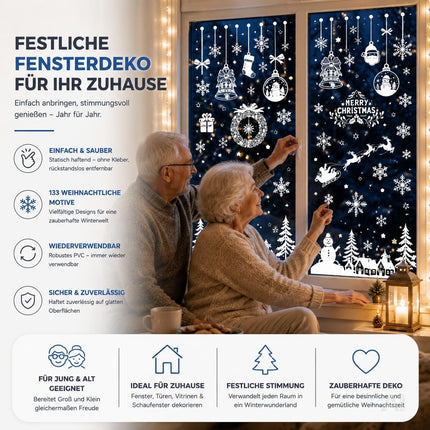 Weiße Weihnachts-Fensterbilder Modell 3 mit Rentieren und Schneeflocken – Produktmotiv 6