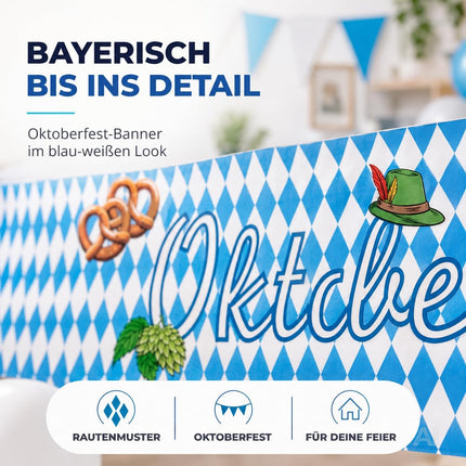 Oktoberfest-Dekorationsset mit weiß-blauen Bannern