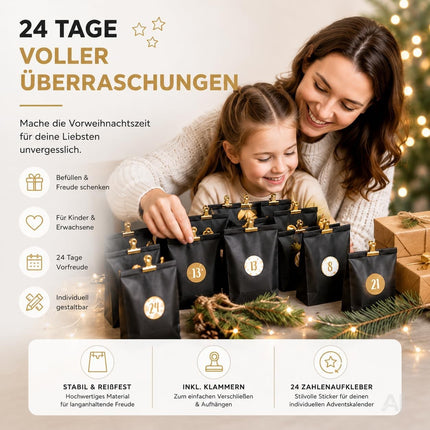 Adventskalender mit 24 Tüten Modell 1 in Schwarz und Gold – Produktmotiv 7
