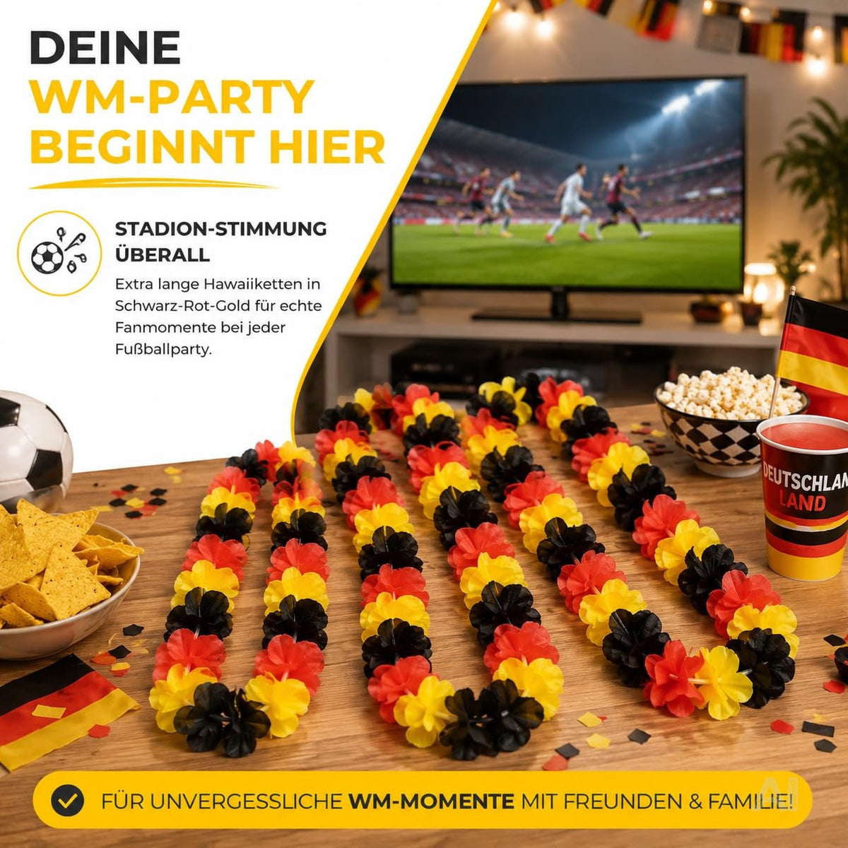 Deutschland-Blumenketten in Schwarz-Rot-Gold