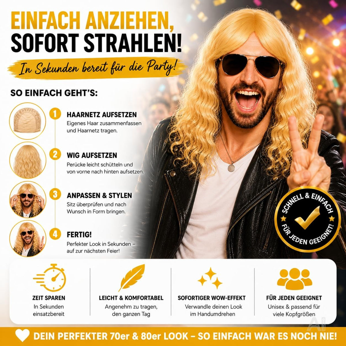 Blonde Langhaarperücke