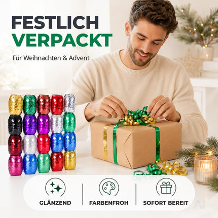 18er Ringelband Set mit bunten Farben je 20 Meter - Geschenkband Kräuselband