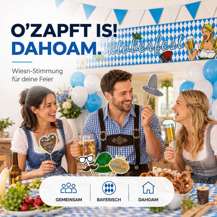 Oktoberfest-Dekorationsset mit weiß-blauen Bannern