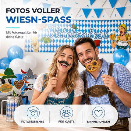 Oktoberfest-Dekorationsset mit weiß-blauen Bannern