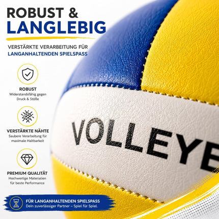 Volleyball Größe 5 – weicher Freizeitball in Gelb mit buntem Muster – Produktmotiv 7