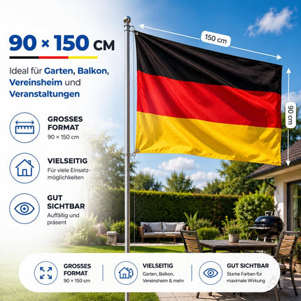 Deutschland Flagge WM 2026 Fahne - Fanartikel Weltmeisterschaft - strapahrzierfähiges Polyester & Metallösen