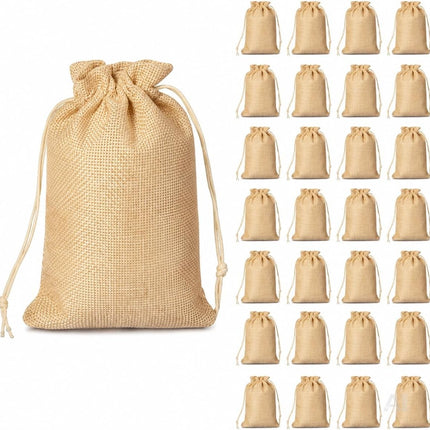24 naturfarbene Adventskalender-Säckchen mit Kordelzug – Setübersicht