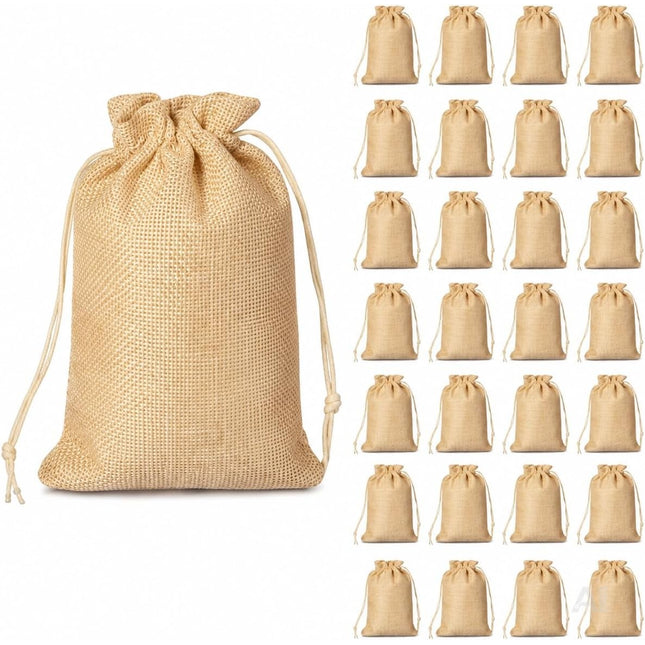 24 naturfarbene Adventskalender-Säckchen mit Kordelzug – Setübersicht