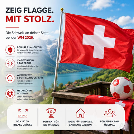 Schweizer Flagge mit weißem Kreuz auf rotem Grund
