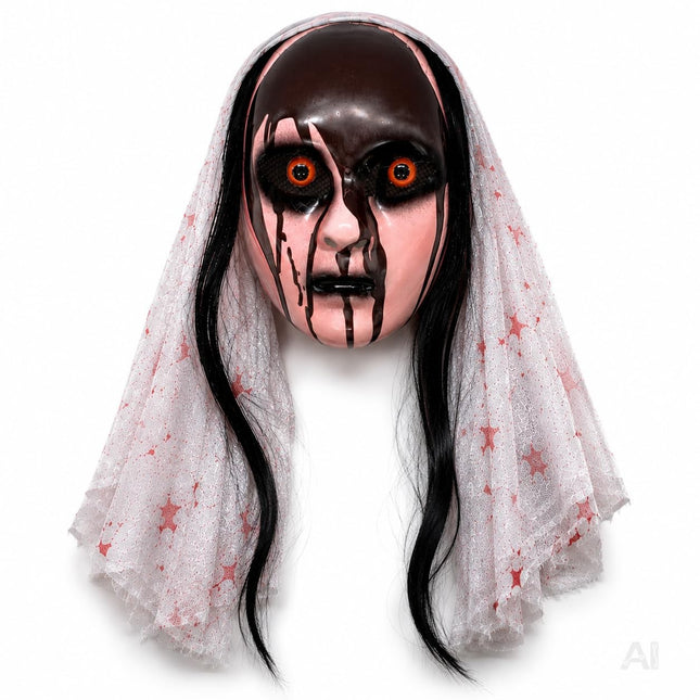Horror Nonnen Maske – Gruselige Braut Halloween Kostüm Zubehör