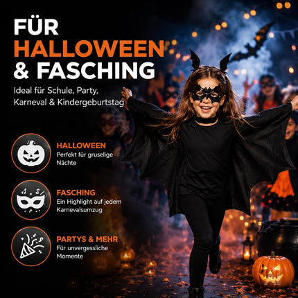 Fledermaus Kostüm Kinder – 4 in 1 Halloween Set ab 3 Jahren
