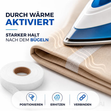 Saumband zum Aufbügeln – unter einem Bügeleisen