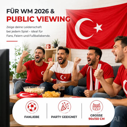 Türkische Flagge mit weißem Halbmond und Stern auf rotem Grund – bei einer gemeinsamen Fußballübertragung