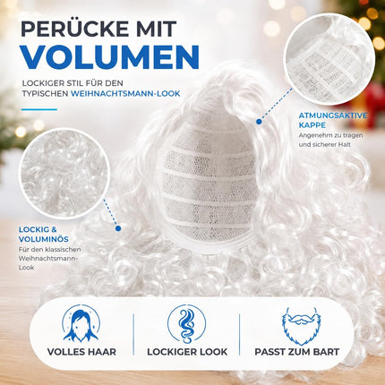 2 in 1 - Nikolausbart-Set - als Verkleidung für Weihnachtsmann