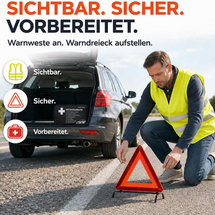 3-in-1-Auto-Notfallset – V16-Warnleuchte, Warnweste und Verbandskasten; IDIADA PC21020060