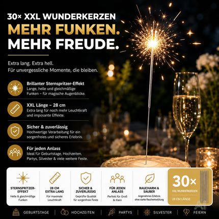 28 cm XXL Wunderkerzen - funkelnde Sternspritzer