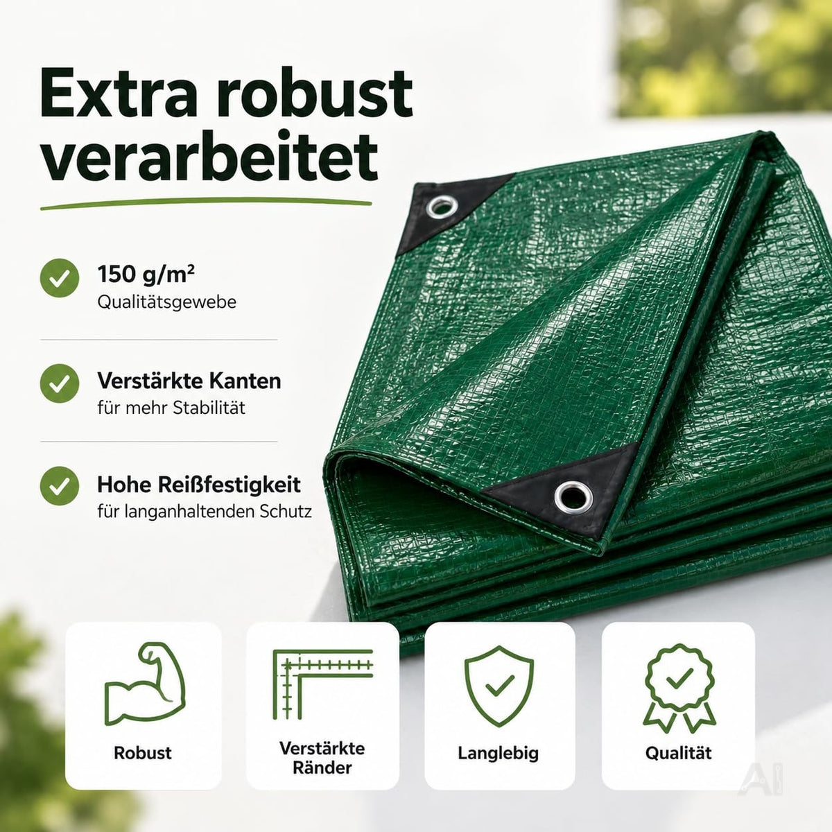 Schutzplane 150 g/m² grün - Allzweck Plane & Gartenplane