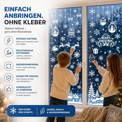 Weiße Weihnachts-Fensterbilder Modell 3 mit Rentieren und Schneeflocken – Produktmotiv 7