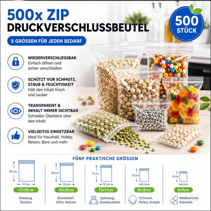 Transparente Druckverschlussbeutel in verschiedenen Größen