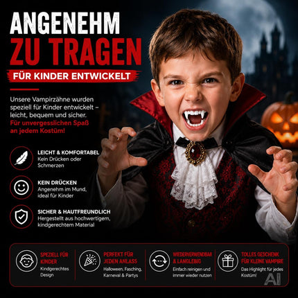 20x Vampirzähne für Kinder - Vampirgebiss - kinderfreundlich - stabil & unbedenklich