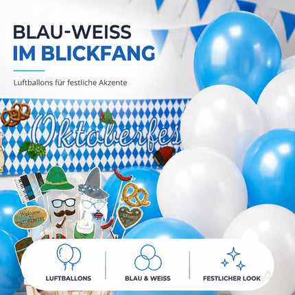 Oktoberfest-Dekorationsset mit weiß-blauen Bannern
