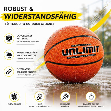 Orangefarbener Basketball Größe 5 aus Gummi – Produktmotiv 6