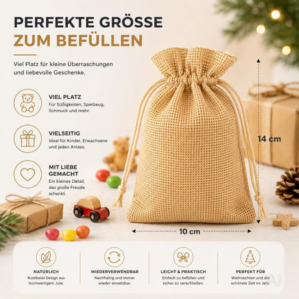 24 naturfarbene Adventskalender-Säckchen mit Kordelzug – Produktmotiv 2