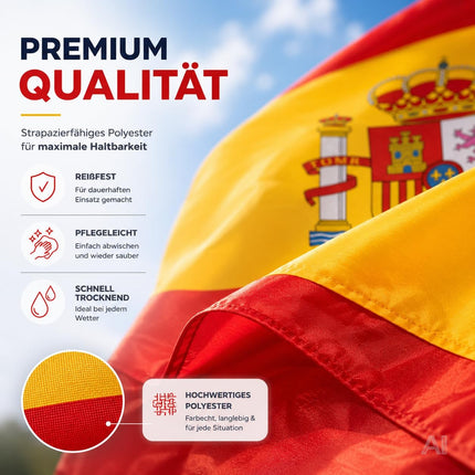 Spanische Flagge in Rot-Gelb-Rot – Nahaufnahme des Stoffes