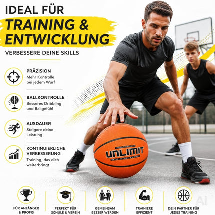 Orangefarbener Basketball Größe 5 aus Gummi – Produktmotiv 3