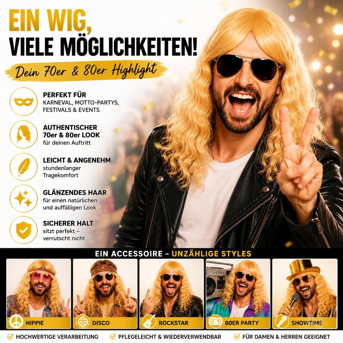 Blonde Langhaarperücke