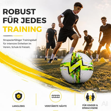 Fußball Größe 5 in Weiß mit grün-gelbem Muster – Motiv 6