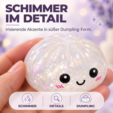 Dumpling Squishy XXL – Antistress-Spielzeug und Fidget-Spielzeug zur Beschäftigung und Ablenkung für Büro, Schule & Alltag (1x Zufällig XXL Nachtleuchtend Ø 9 cm)