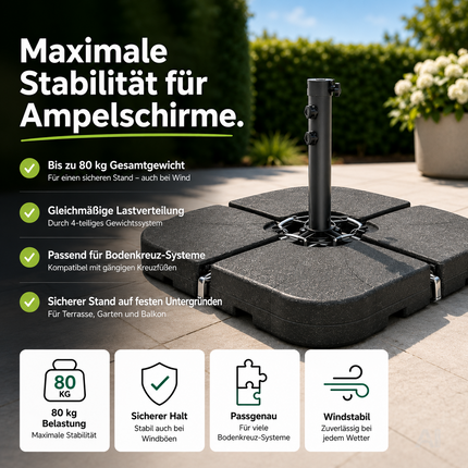 Befüllbare Schirmgewichte für einen Ampelschirm
