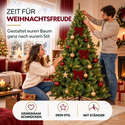 Tannenbaum künstlich 180 cm - Weihnachtsbaum grün - naturgetreue Nordmanntanne - täuschend echt mit Ständer