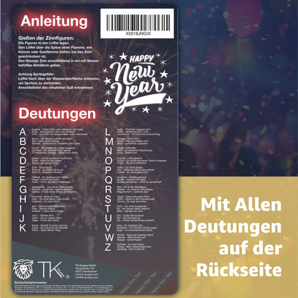 7er Zinngießen Set Zinn Giessen wie Bleigießen mit Löffel & Orakelheft - Gesellschaftspiele