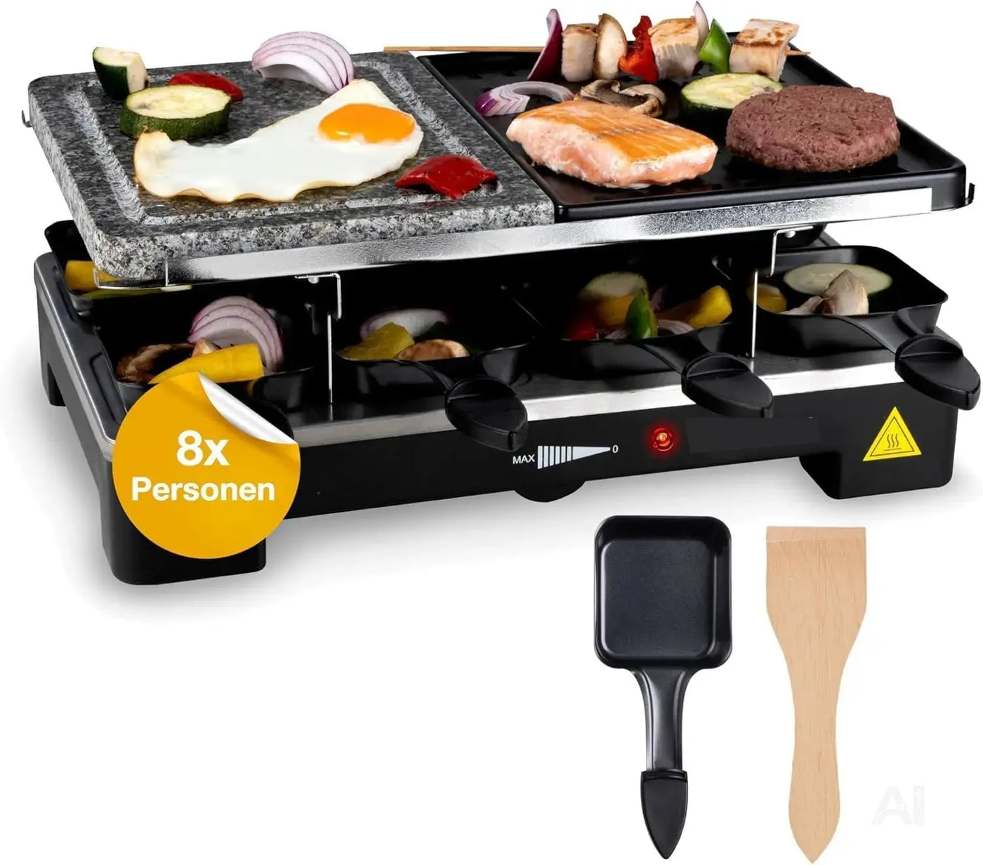 8 Personen Raclette Set - Tischgrill inkl. Pfännchen & Schaber