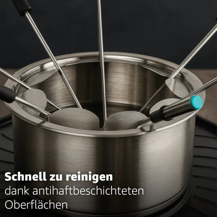 8 Personen Raclette & Fondue Set - Tischgrill inkl. Pfännchen & Schaber