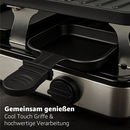 8 Personen Raclette & Fondue Set - Tischgrill inkl. Pfännchen & Schaber