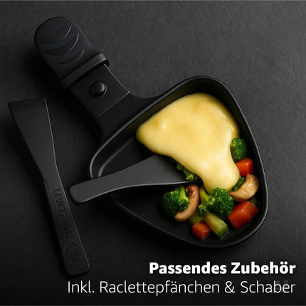 8 Raclette Personen Set Grill rund oval - Tischgrill inkl. Pfännchen & Schaber & Grillplatte – Detailansicht 6