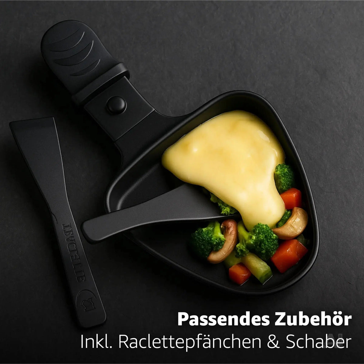 8 Raclette Personen Set Grill rund oval - Tischgrill inkl. Pfännchen & Schaber & Grillplatte – Detailansicht 6
