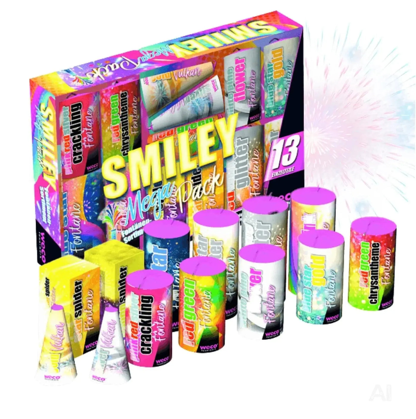8 Teile XXL Smiley - Ideal für Kinder & Jugendliche – 2026 für Partys & Silvester - Jugendfeuerwerk