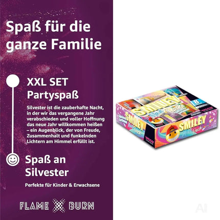 8 Teile XXL Smiley - Ideal für Kinder & Jugendliche – 2026 für Partys & Silvester - Jugendfeuerwerk